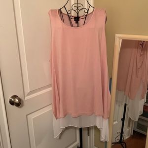 EUC Worthington light pink w/sheer flowy white lining stretchy tank top sz3x